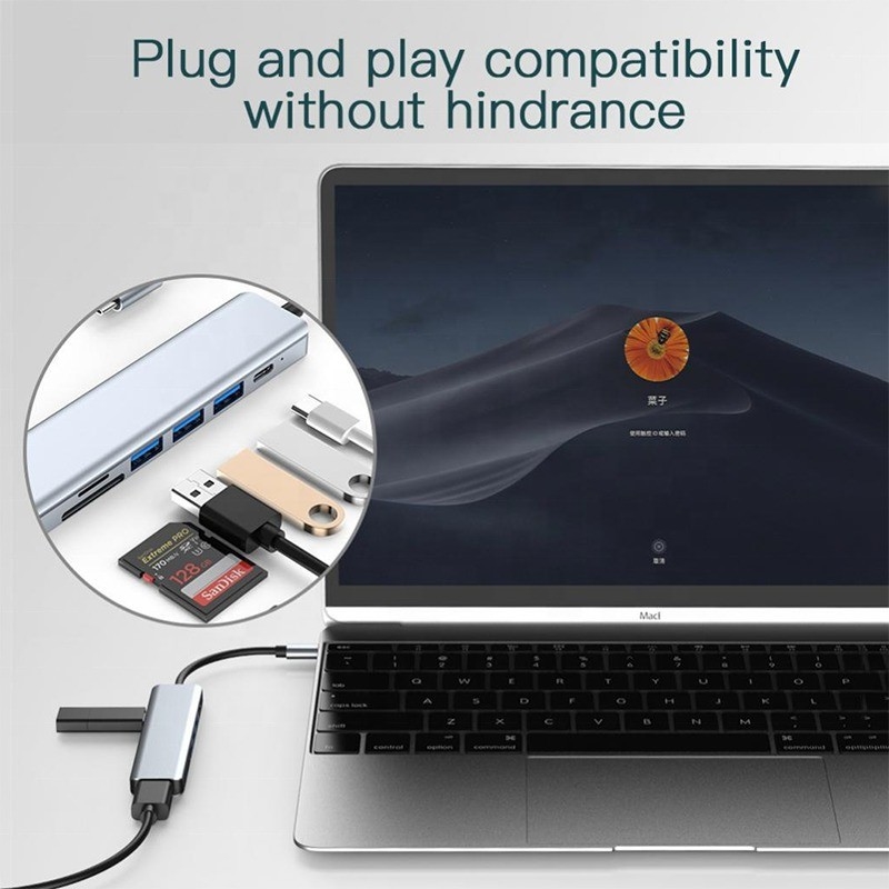 Type C Type-C Hub Multi Function Adapter for Charging Data Transfer and Video Output