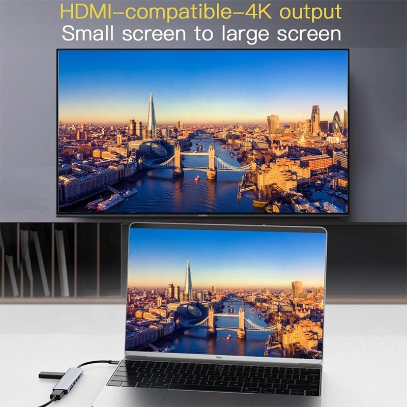 Type C Type-C Hub Multi Function Adapter for Charging Data Transfer and Video Output
