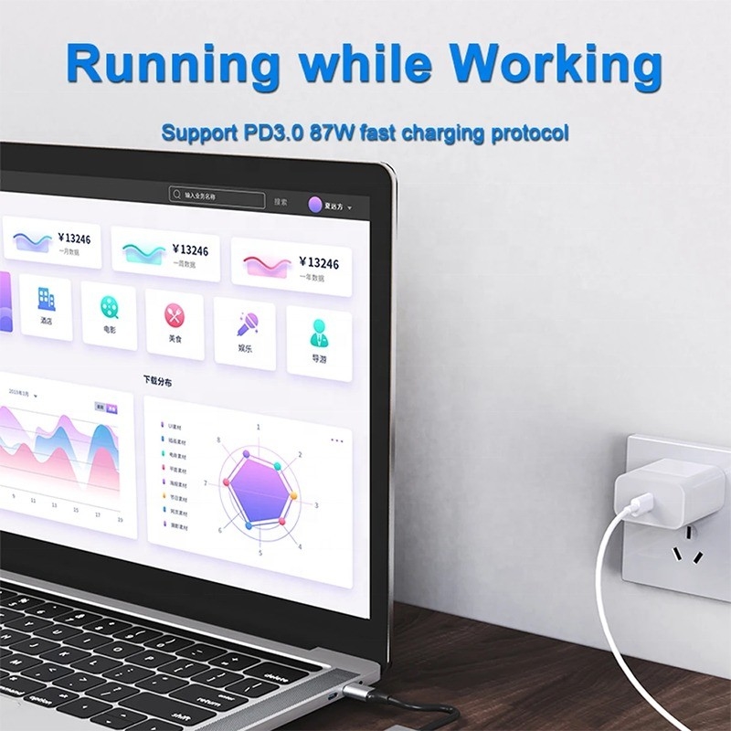 7 In 1 USB C USB-C Hub For Macbook Gray HDMI USB 3.0 USB2.0 RJ45 SD/TF Card Reader PD Output