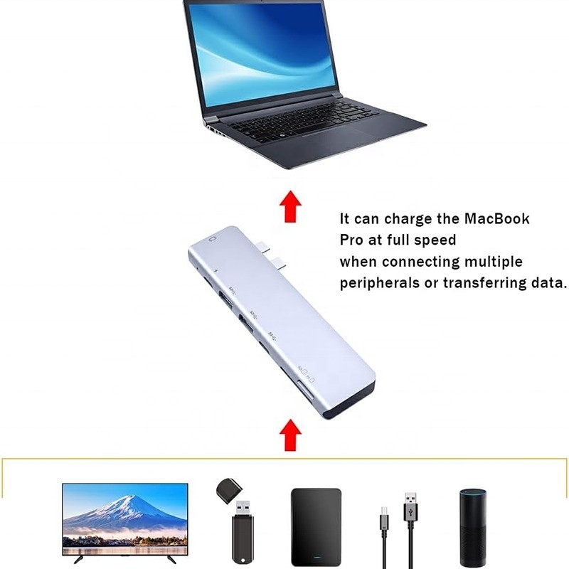 USB C Type C 4K 30Hz HDMI USB 3.0 TF SD Adapter Hub Docking Station for Macbook Pro