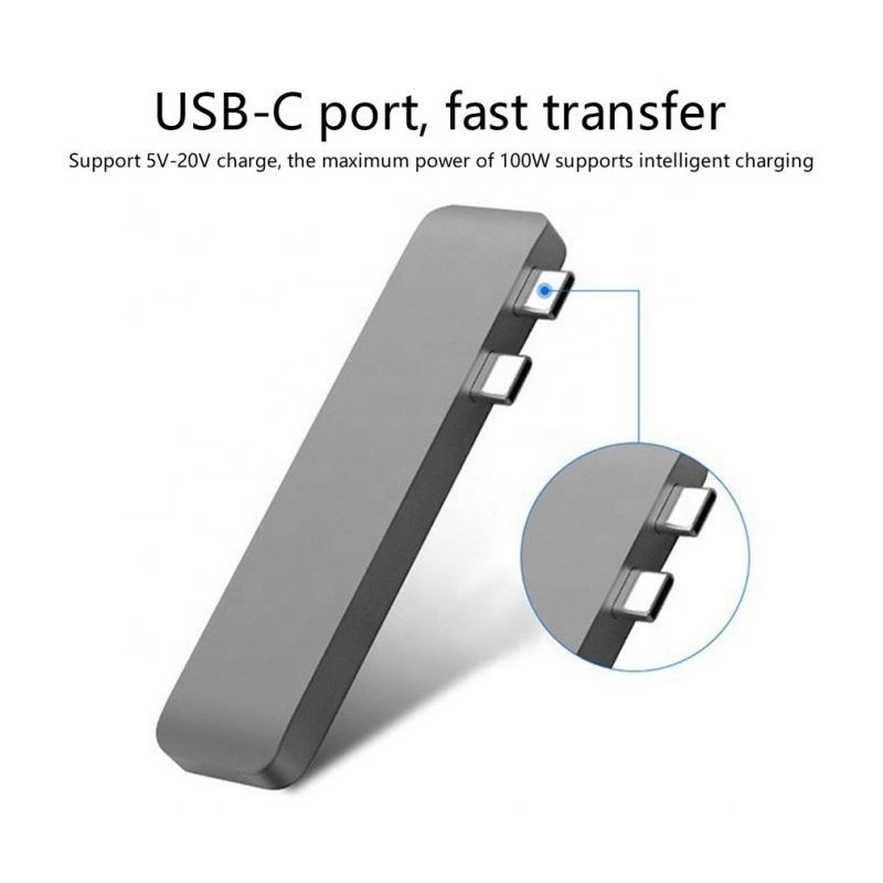 7-In-2 Hub Docking Station with Dual Type C Male Input and USB 3.1 Interface Type