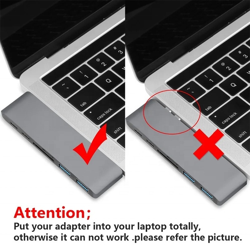 Multiport Docking Station 6-In-1 Type-C Hub Adapter with SD/TF 2*USB3.0 2*USB-C Output