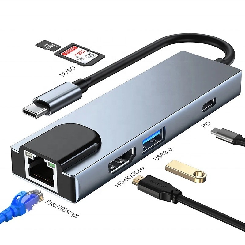 Gray USB C PD Docking Station for Laptop Function Charging Data Transfer Video Output
