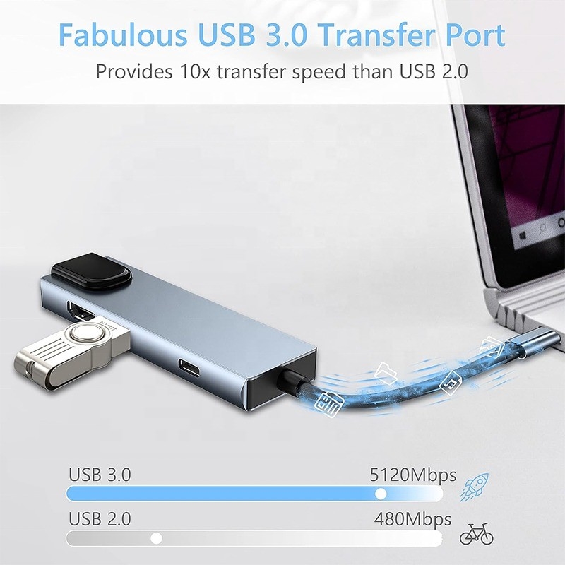 Gray USB C PD Docking Station for Laptop Function Charging Data Transfer Video Output