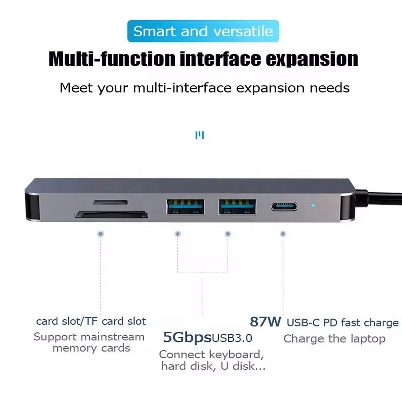 USB 3.1 Docking Station Hub with 4K HDMI USB3.0 TF SD Card Reader and 87W PD Charging
