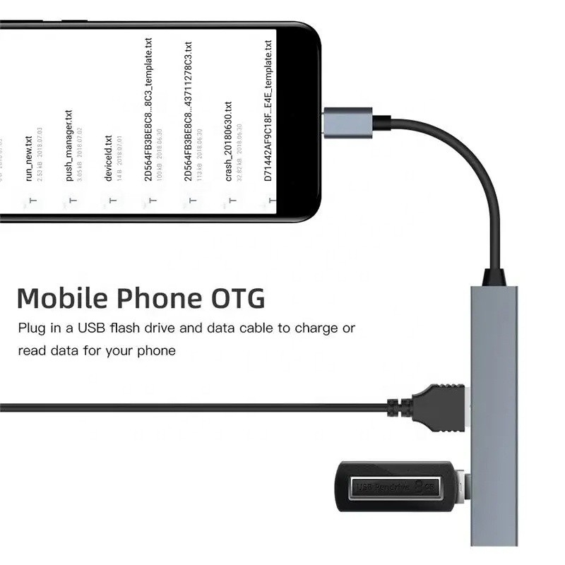 Type C Interface 4 In 1 4 Ports Hub Type-C OTG To USB 3.0 2.0 Adapter Aluminium Alloy