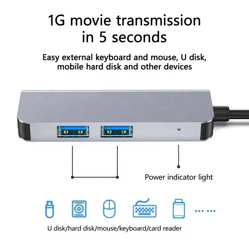 USB C Hub with 4K HDMI and High-Speed USB 3.0 Compatible for Windows Mac