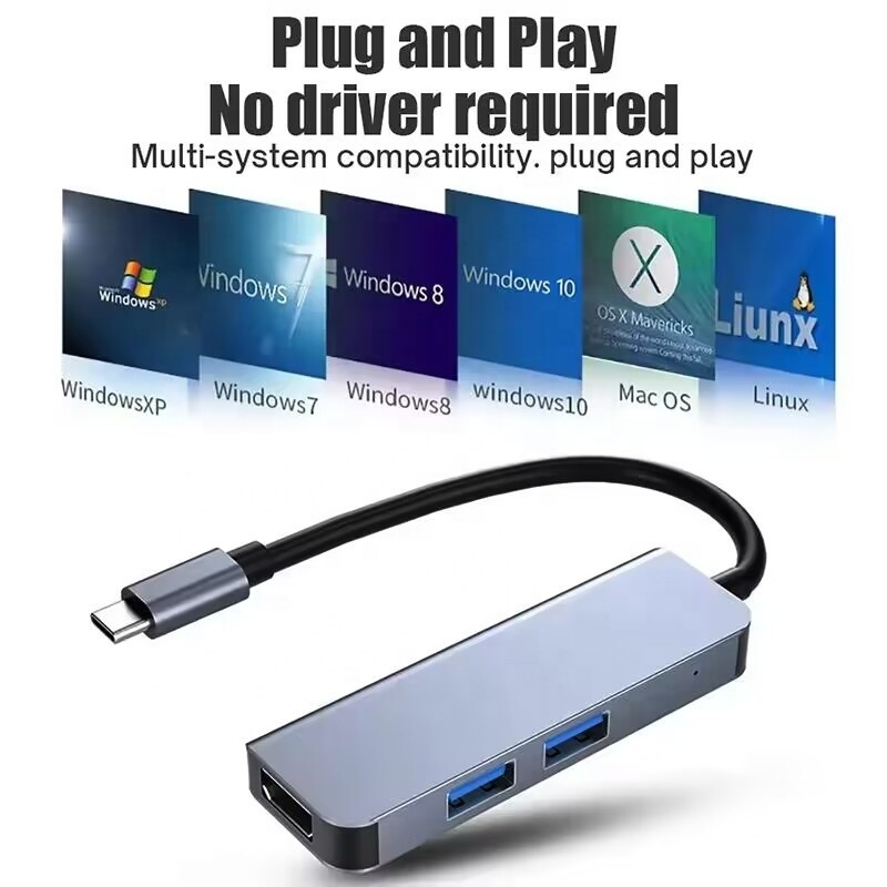 USB C Hub with 4K HDMI and High-Speed USB 3.0 Compatible for Windows Mac