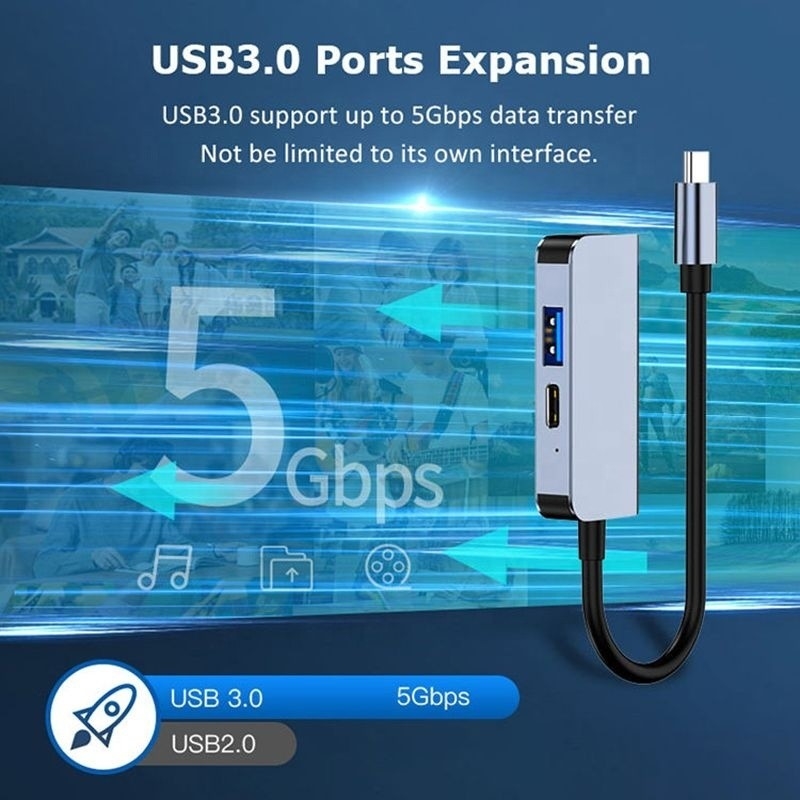 USB 3.1/USB Type-C Hub Adapter Docking Station with 4K HDMI USB3.0 USB 3.0 Type C PD