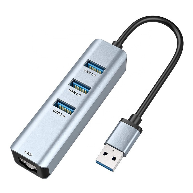 USB 3.0 to 6 Port USB Hub and 1000Mbps Ethernet Adapter for Male-Female Compatibility
