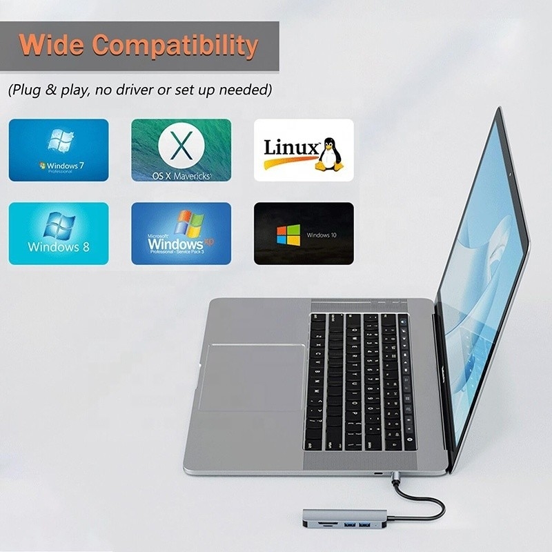 USB A/C Input USB 3.0 Type C Multiport Adapter Docking Station with SD/TF Card Reader