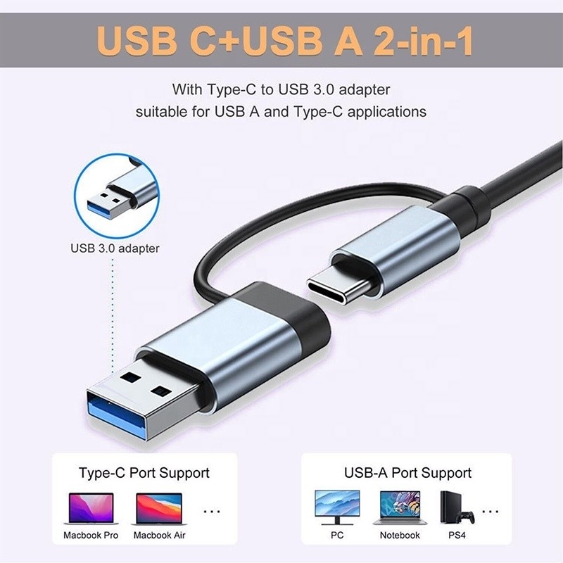 USB A/C Input USB 3.0 Type C Multiport Adapter Docking Station with SD/TF Card Reader