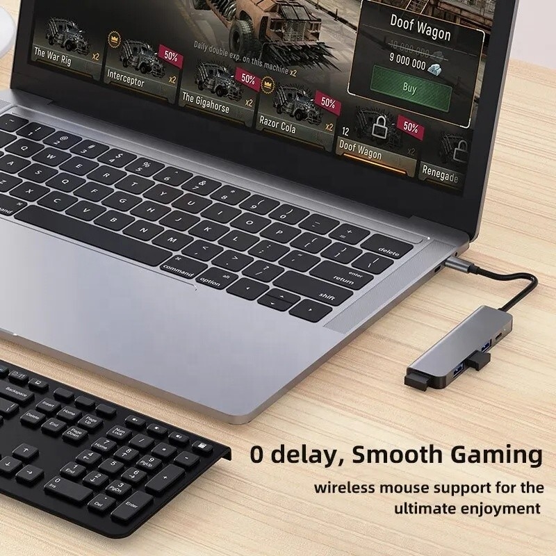 9-In-1 USB C Type C Adapter Hub with 100W PD Charging and USB3.0 3*USB2.0 Output