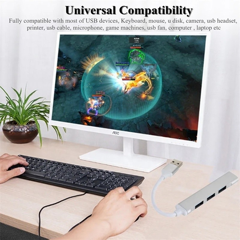 Aluminum 4 Port USB C Type-C to USB 3.0 2.0 Data Hub for High Speed Data Transfer