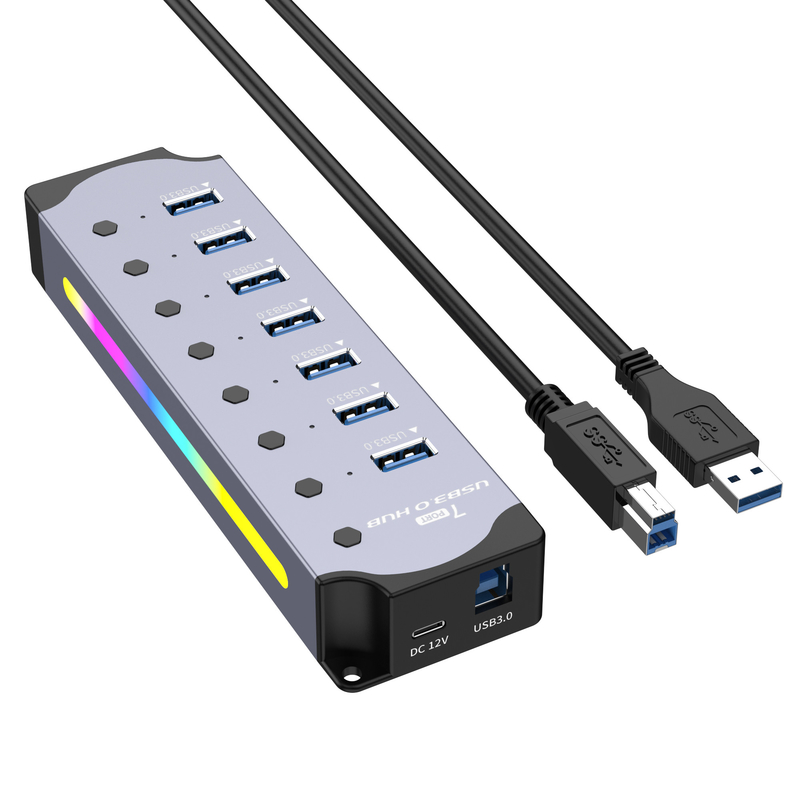 Customized Logo Accepted Speed USB 3.0 Hub with 7 Ports and Aluminum Alloy Design