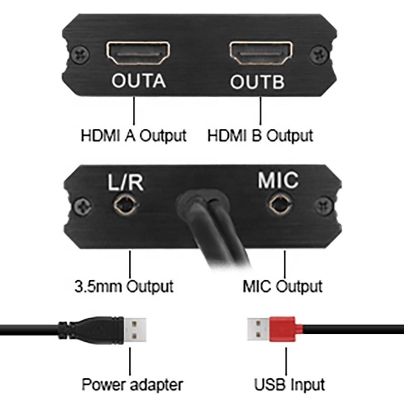 Non-Shielded USB 3.0 Dual HDMI x2 Output Audio Convertor Converter for Laptop Monitor