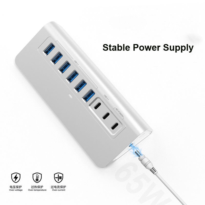 Subosen YH6AC 9-in-1 USB C Hub with 10Gbps High-Speed USB 3.1 & 100W PD Charging, Aluminum Type-C Adapter for desktop and laptop