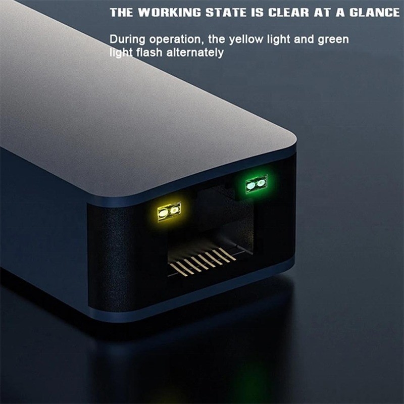 2 In 1 Aluminum USB 3.0 Type C Ethernet Adapter for Fast and Stable Network Connection