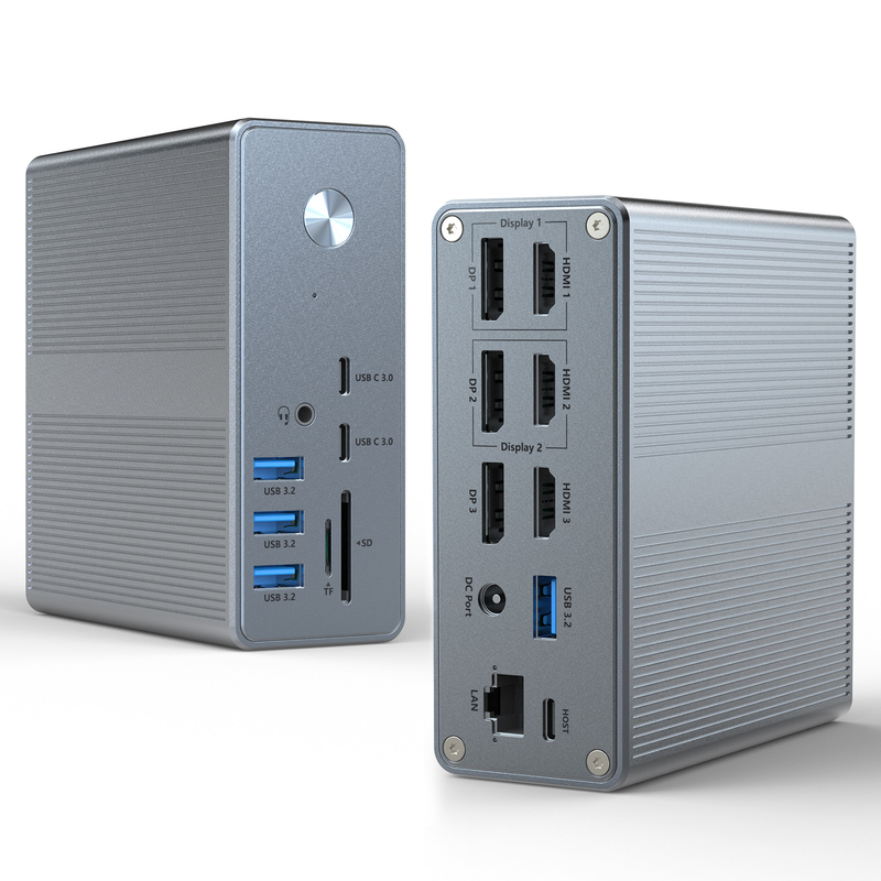 Aluminum Alloy And ABS Material USB C Docking Station with SD /TF Card Reader Plug And Play Connectivity