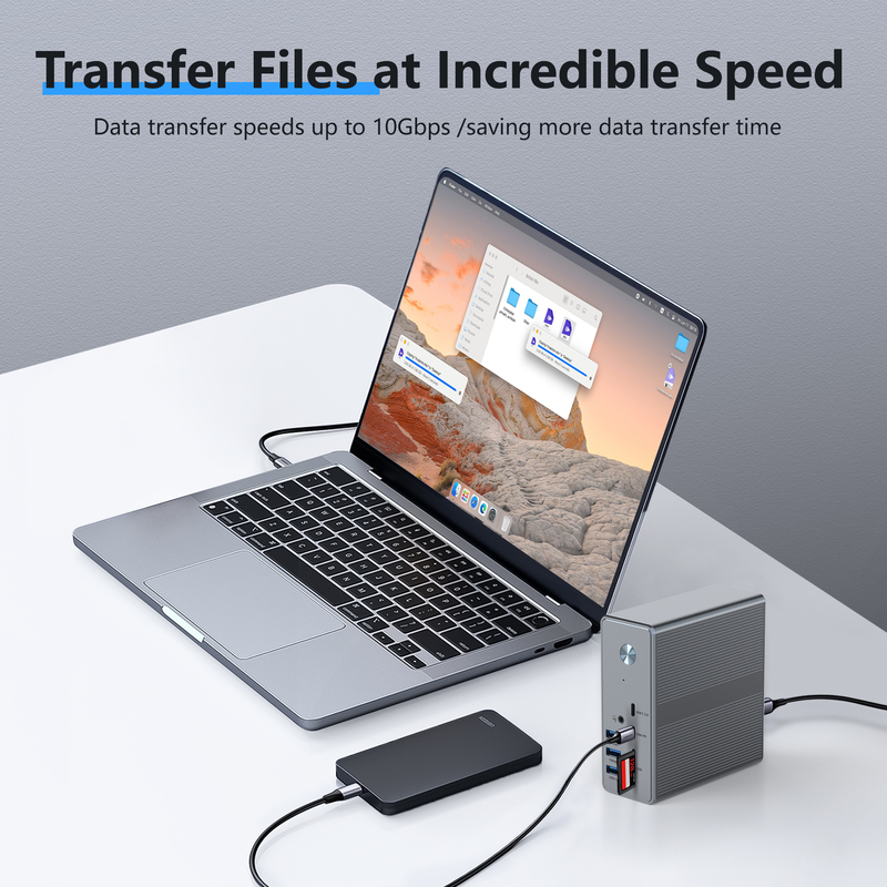 18 in 1 USB-C Docking Station High Resolution Up to 4K with Display Link Extend Mode