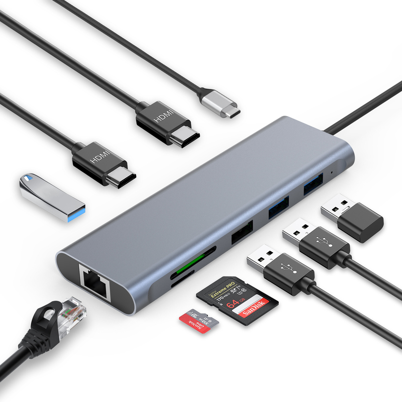 Type C Usb Multi Port Hub USB Type-C Adapter Featuring USB 3.0 Ports And RU6A-H2