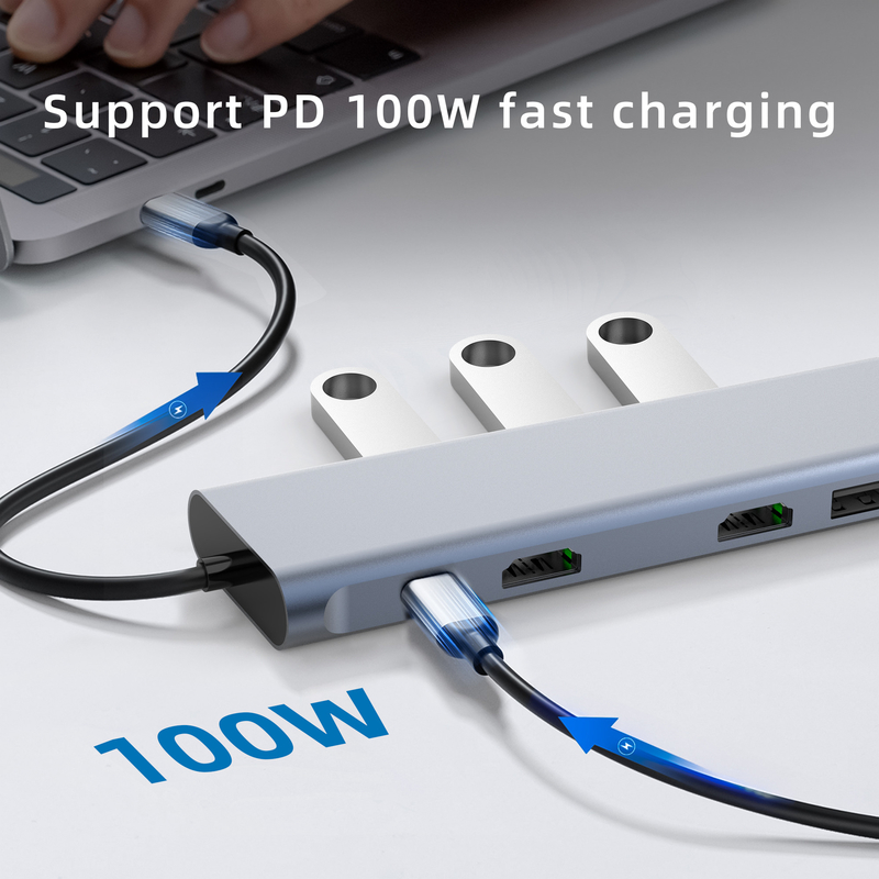 Type C Usb Multi Port Hub USB Type-C Adapter Featuring USB 3.0 Ports And RU6A-H2