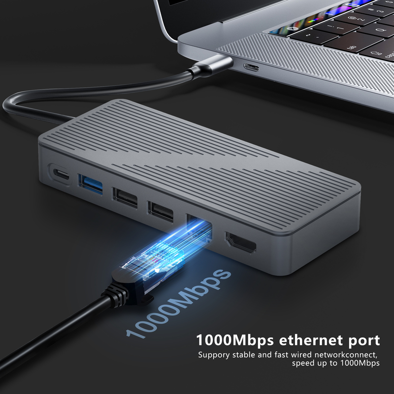 USB-C Docking Station USB 3.0 1G Ethernet 4K HDMI for USB C Devices Compatibility
