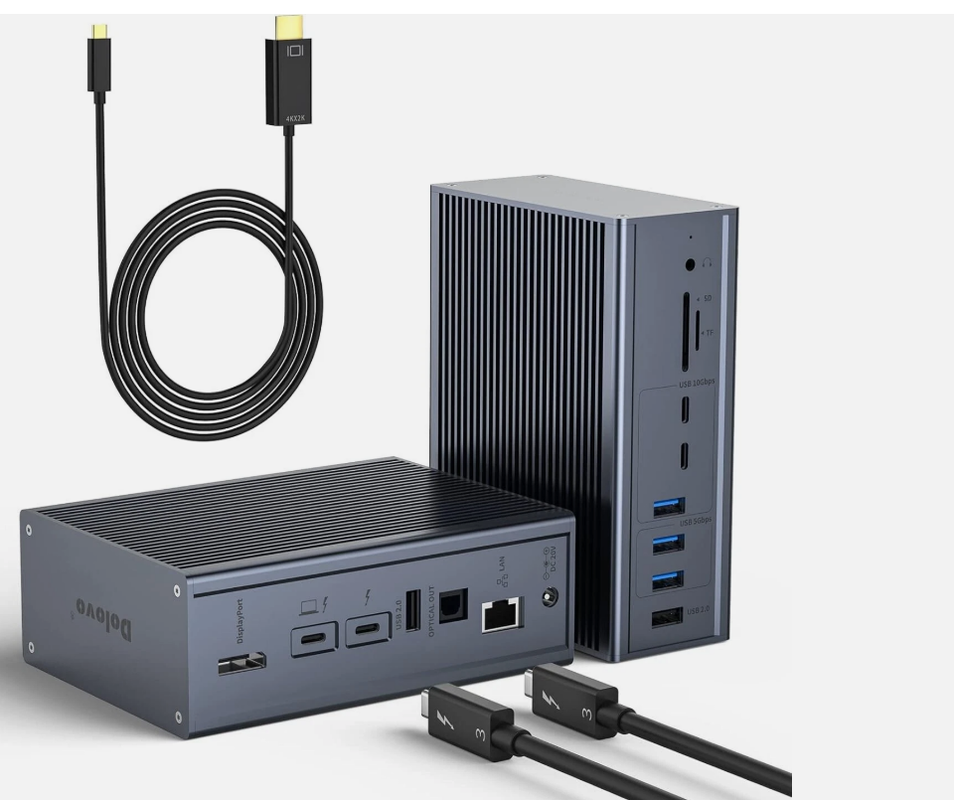 16-in-1 Thunderbolt 3 Docking Station with 40Gbps Speed DP1.4 Output and 65W PD Charging
