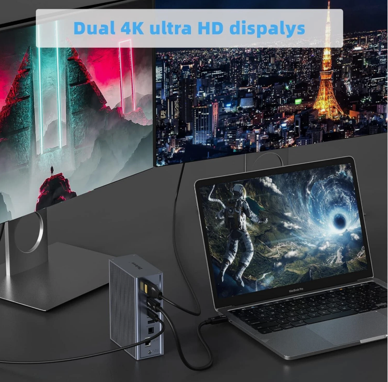 16-in-1 Thunderbolt 3 Docking Station with 40Gbps Speed DP1.4 Output and 65W PD Charging