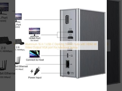 Aluminum 16 in 1 USB-C Docking Station hubs with HDMI 4K Video Output VGA port for Macbook laptop